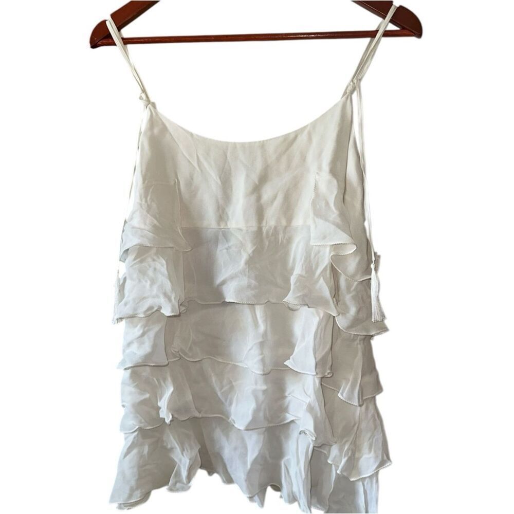 NWTs Twinset Viscose Cream Ruffle Top w/ Tassels Size 40 / Small